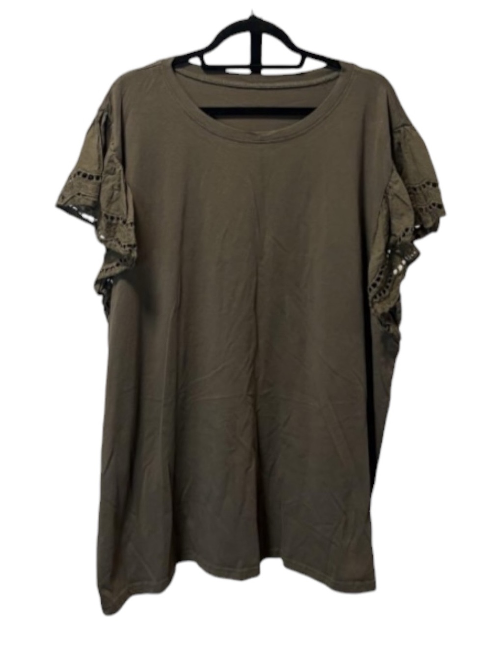 Women’s Olive Green Crochet Sleeve Tee
